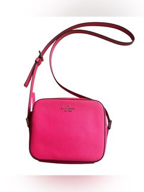 Kate Spade Cammie Crossbody Bag Bright Pink Saffiano Leather Adjustable Strap